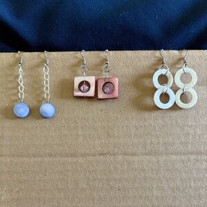 Elegant Blue Purple and White Earrings Set (3) pair